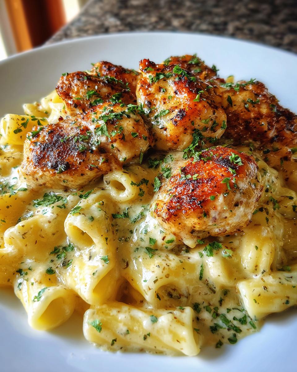 Garlic Butter Chicken Bites with Creamy Parmesan Pasta - detail 2