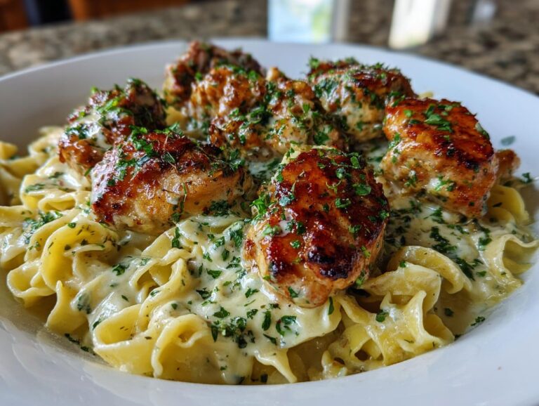Garlic Butter Chicken Bites with Creamy Parmesan Pasta