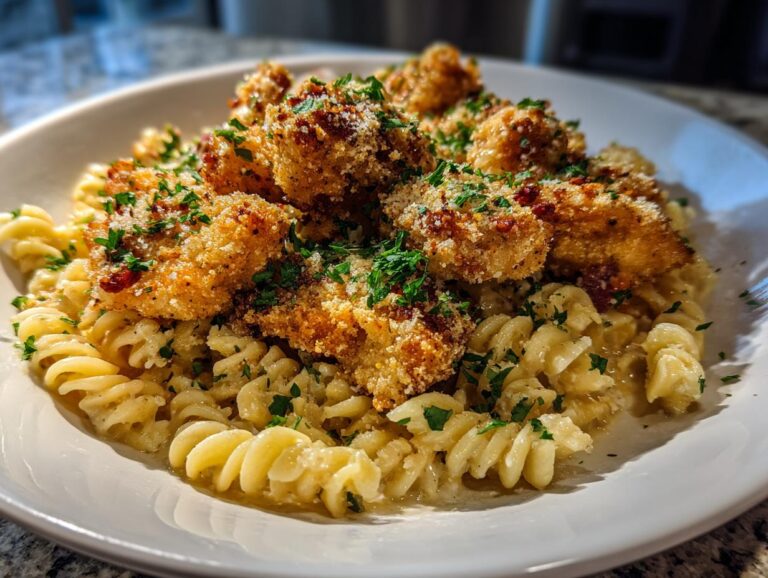 Garlic Parmesan Chicken Bites with Creamy Rotini