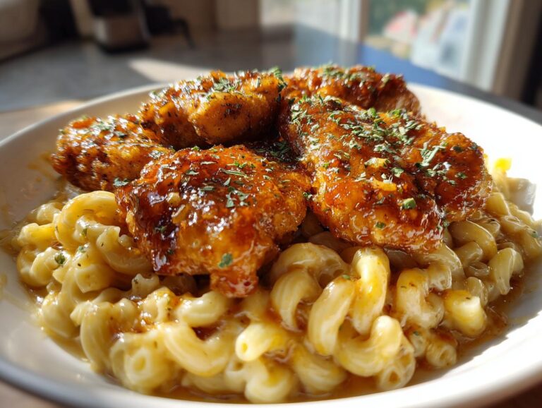 Honey Garlic Butter Chicken with Mac & Cheese