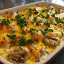 Keto Garlic Mushroom Chicken Casserole