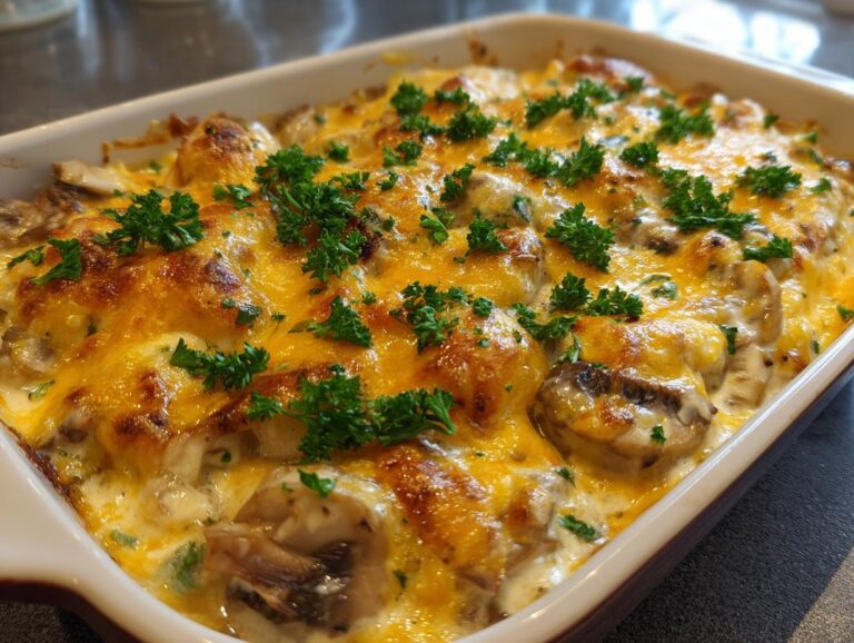 Keto Garlic Mushroom Chicken Casserole