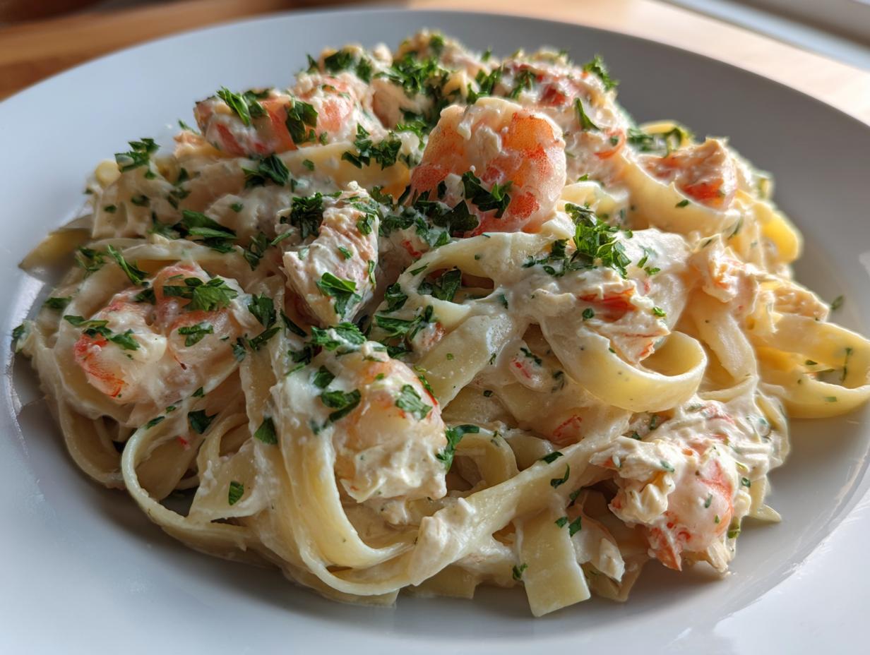 One-Pot Shrimp and Crab Alfredo