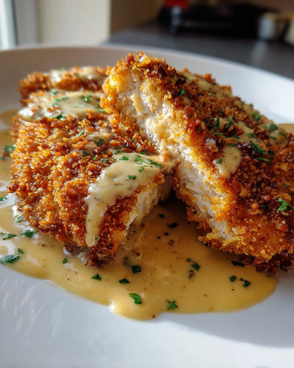 Pretzel Chicken with Mustard-Cheddar Sauce - detail 2