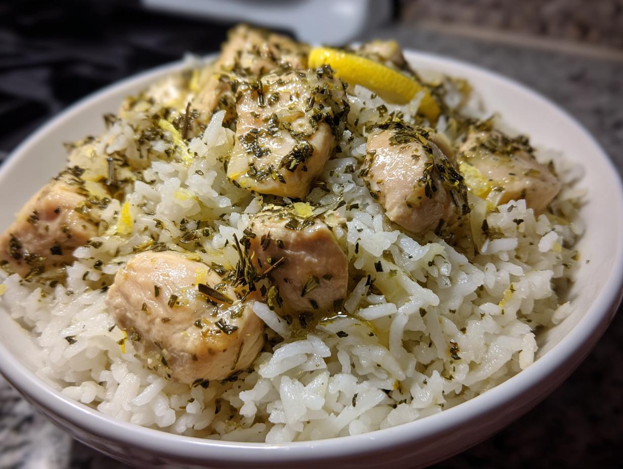 Slow Cooker Lemon Herb Chicken and Rice