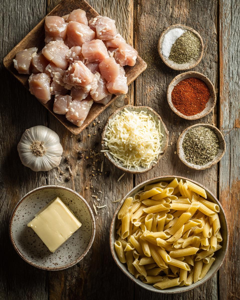 Garlic Butter Chicken Bites with Creamy Parmesan Pasta - detail 1