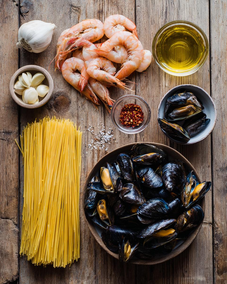 Seafood Pasta with Linguine, Shrimp, and Mussels - detail 1