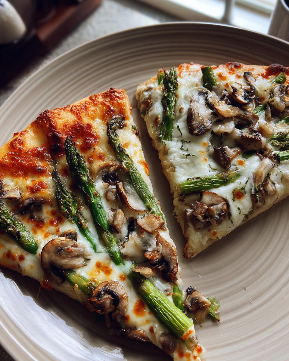 Asparagus and Mushroom Pizza - detail 2