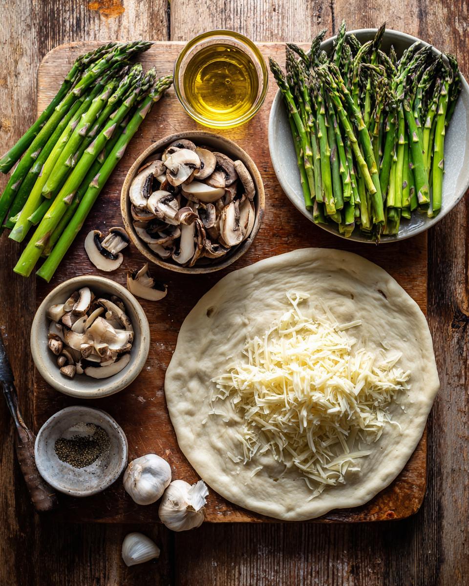 Asparagus and Mushroom Pizza - detail 1
